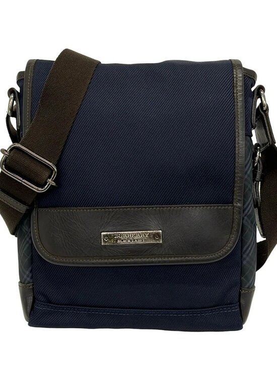 Burberry Handbags - Burberry Black Label D1142-100-28 Dark Brown Navy Dark Green Nylon Leather